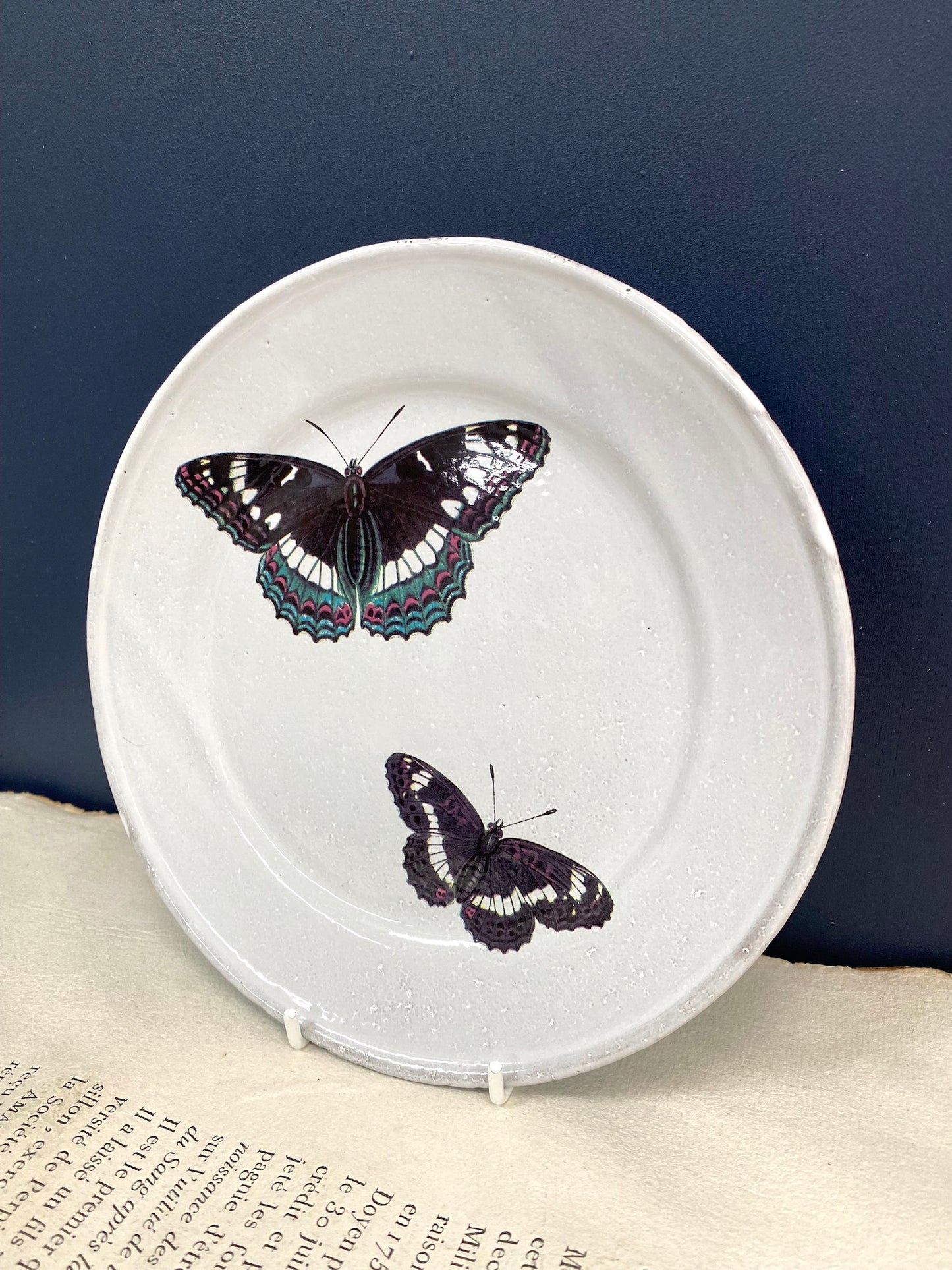 Astier de Villatte Two Flying Butterflies Medium Plate