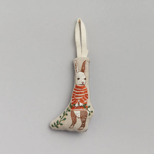 Coral & Tusk Bunny with Holly Ornament