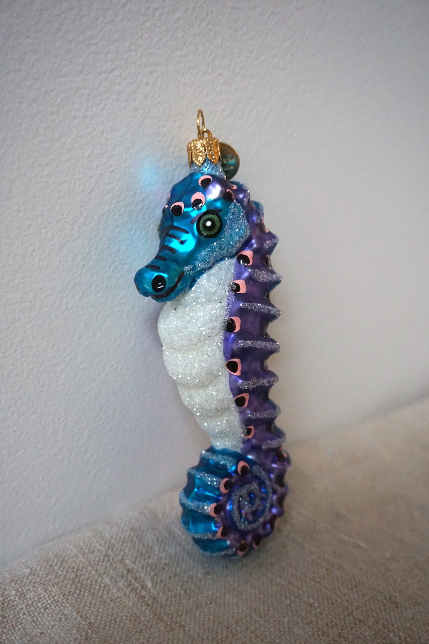 Polish Glass Christmas Ornament - Sea Horse