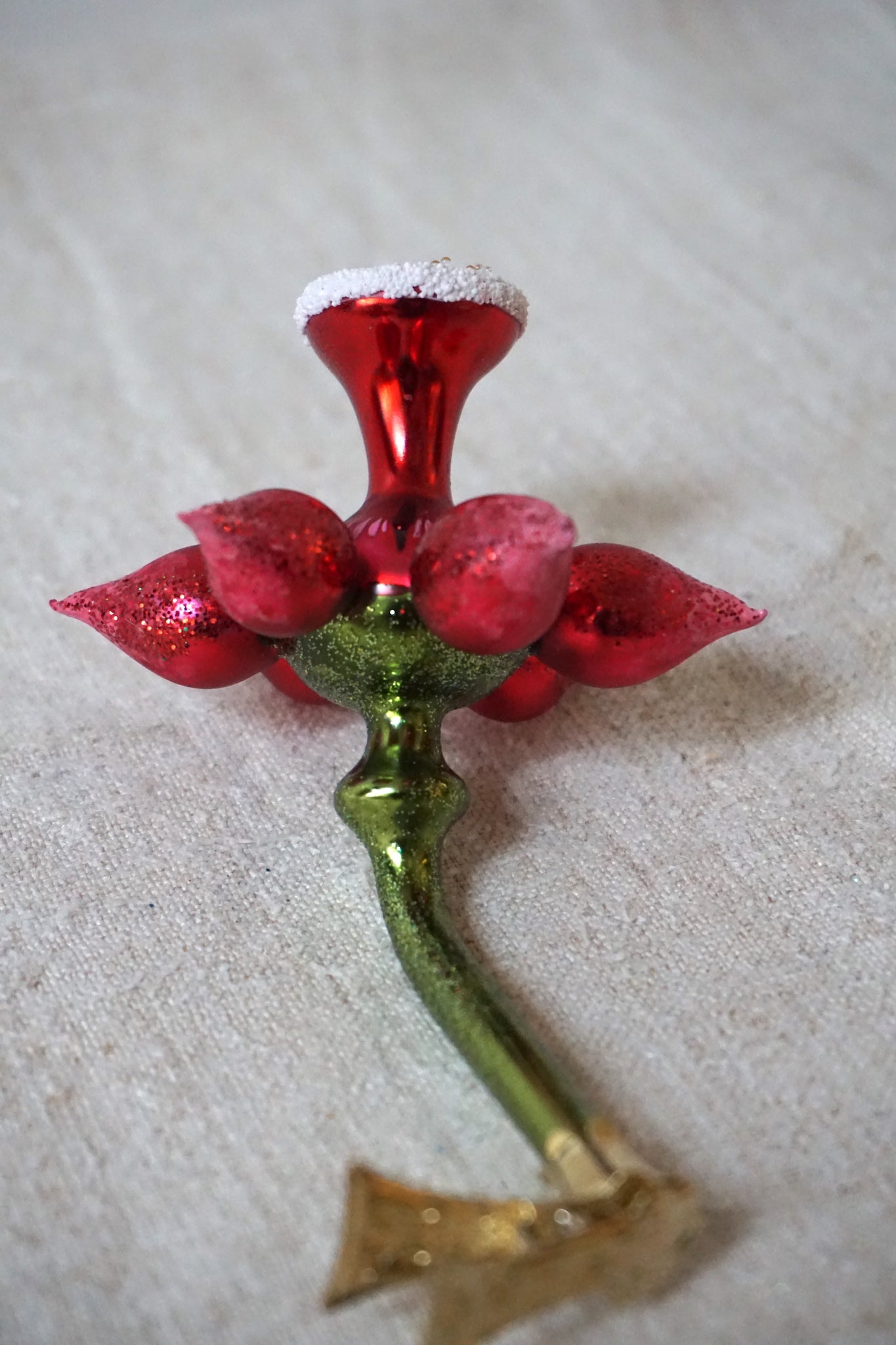 Polish Glass Christmas Ornament - Pink Daffodil
