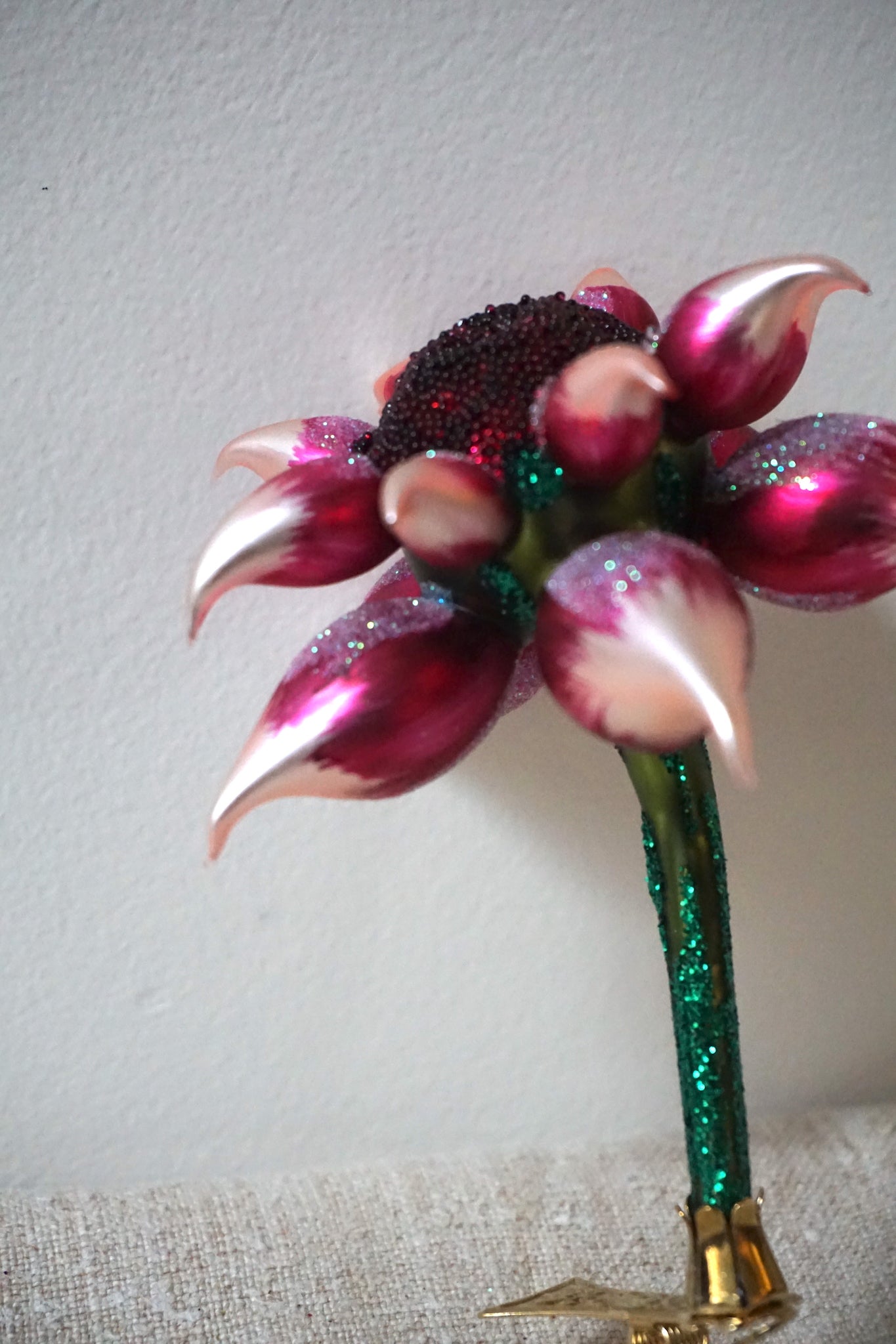 Polish Glass Christmas Ornament - Pink Flower