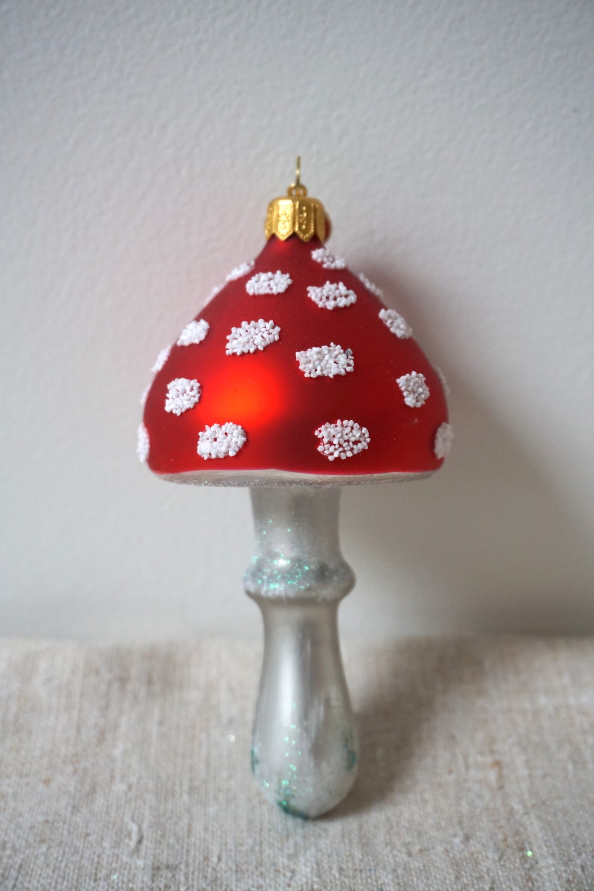 Polish Glass Christmas Ornament - Medium Short Mushroom II