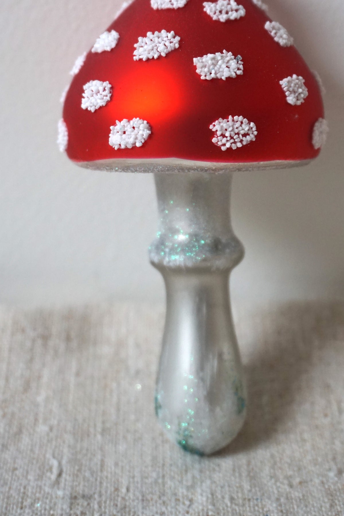 Polish Glass Christmas Ornament - Medium Short Mushroom II