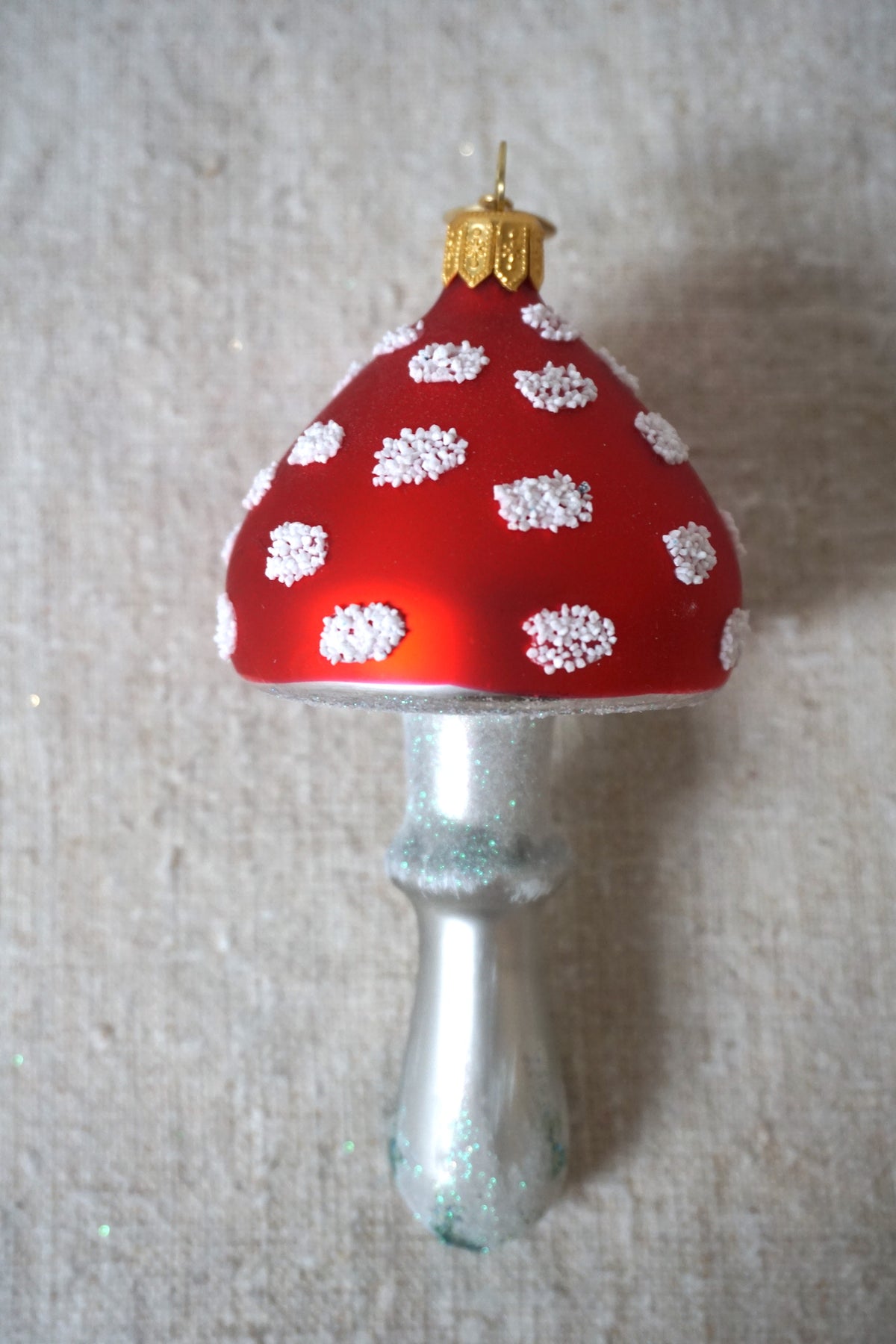 Polish Glass Christmas Ornament - Medium Short Mushroom II