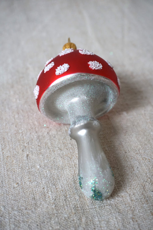 Polish Glass Christmas Ornament - Medium Short Mushroom II