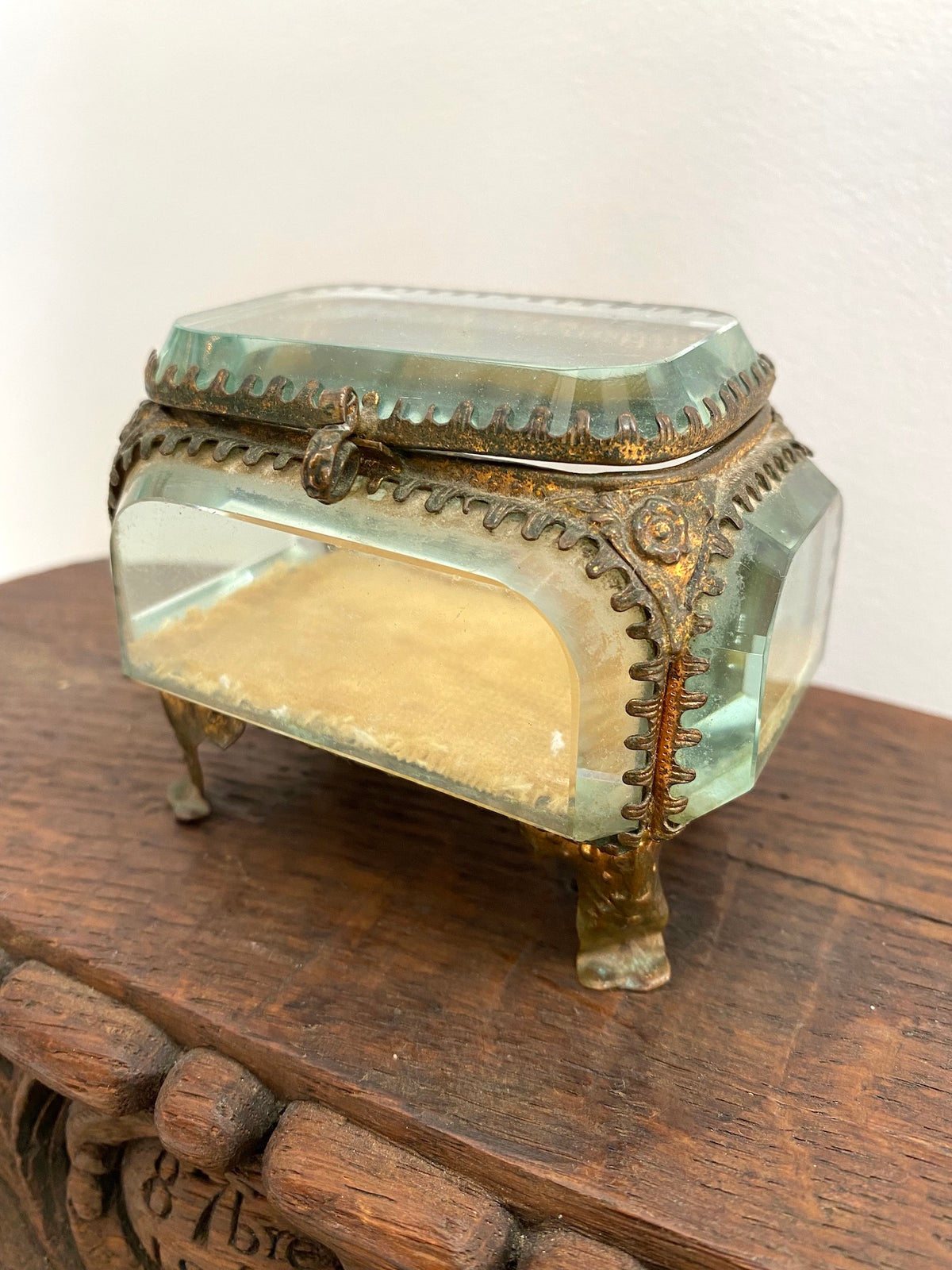 Antique French Bevelled Glass Jewellery Box - French Jewellery Box
