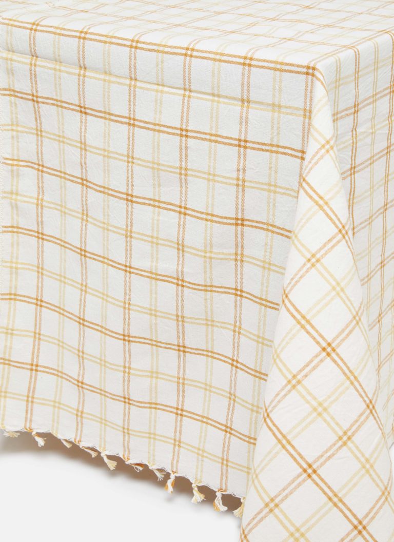 Heather Taylor Home 'Mayfair Plaid - Goldenrod' Linen Tablecloth