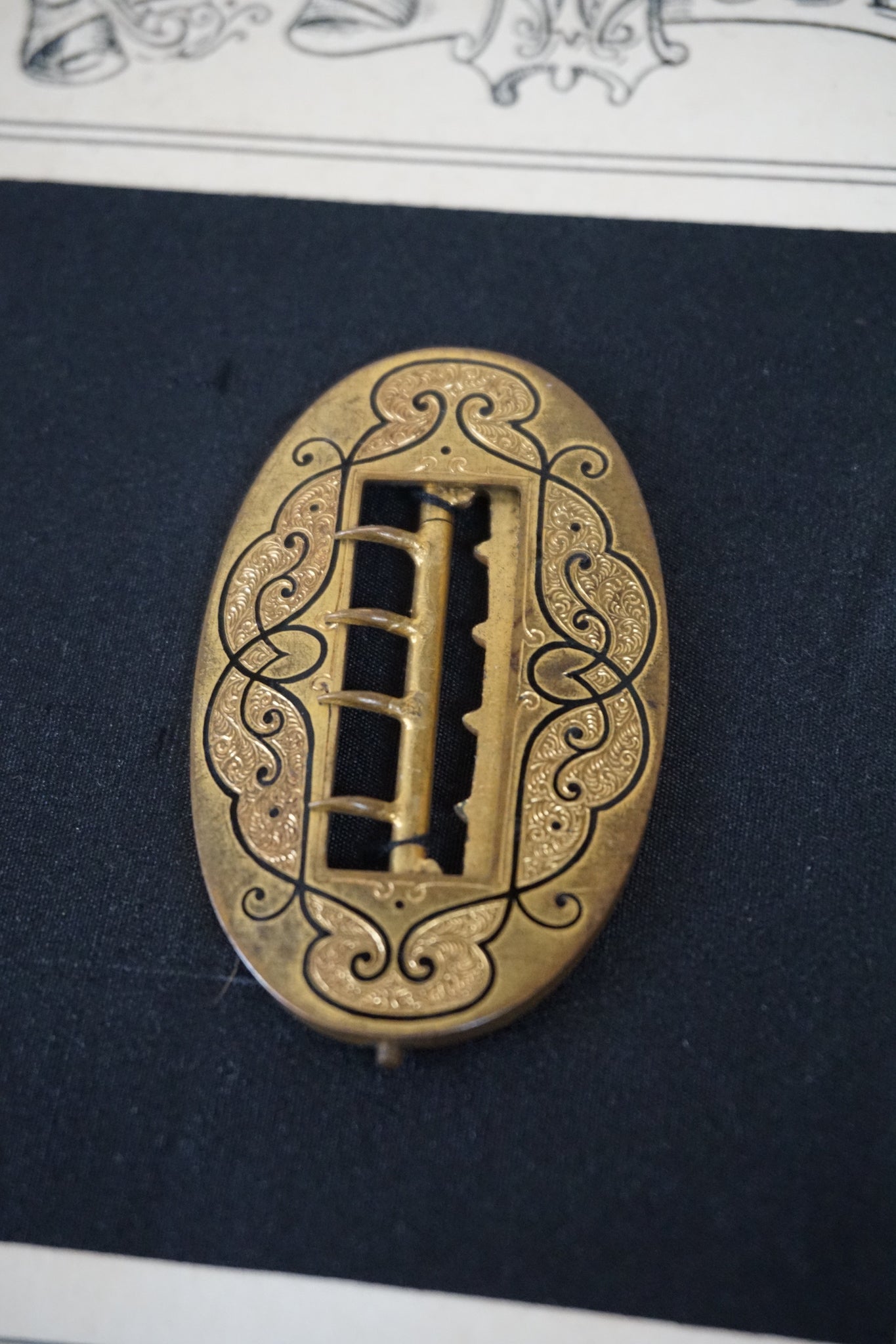 Antique French Brass Inlay Buckle