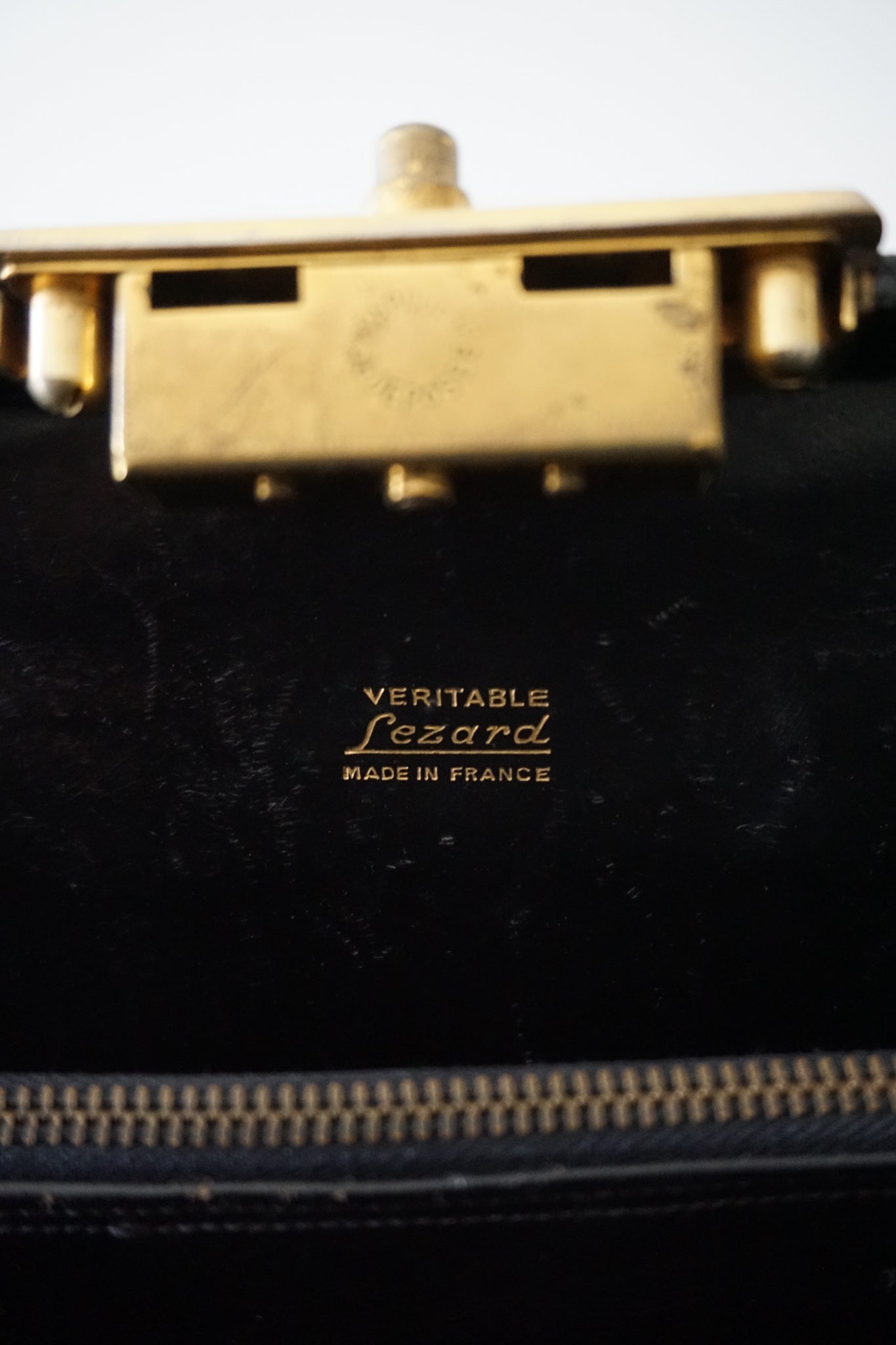Vintage French Large Black Snake Skin Handbag