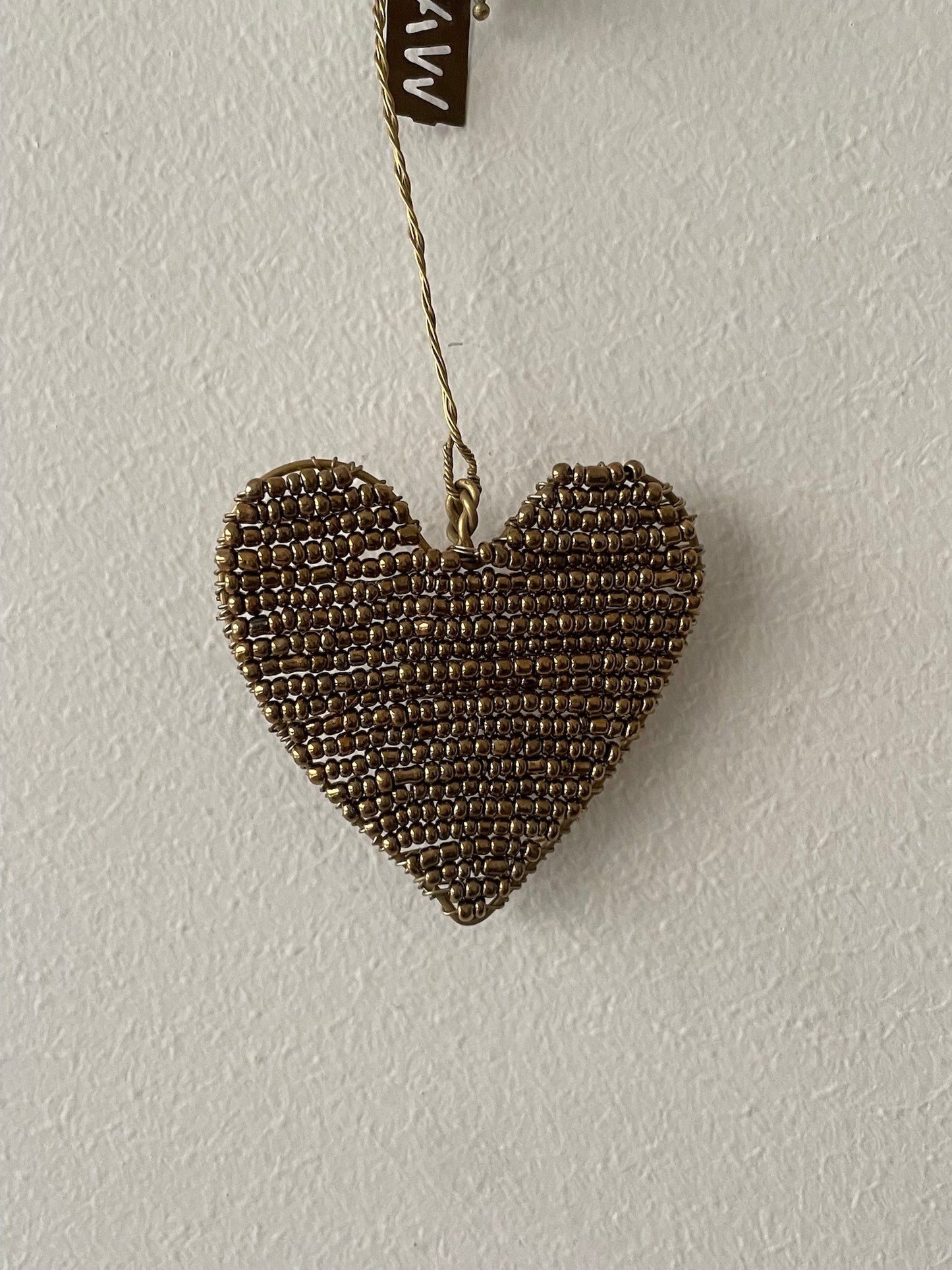 Walther & Co. Gold Bead Heart Ornament