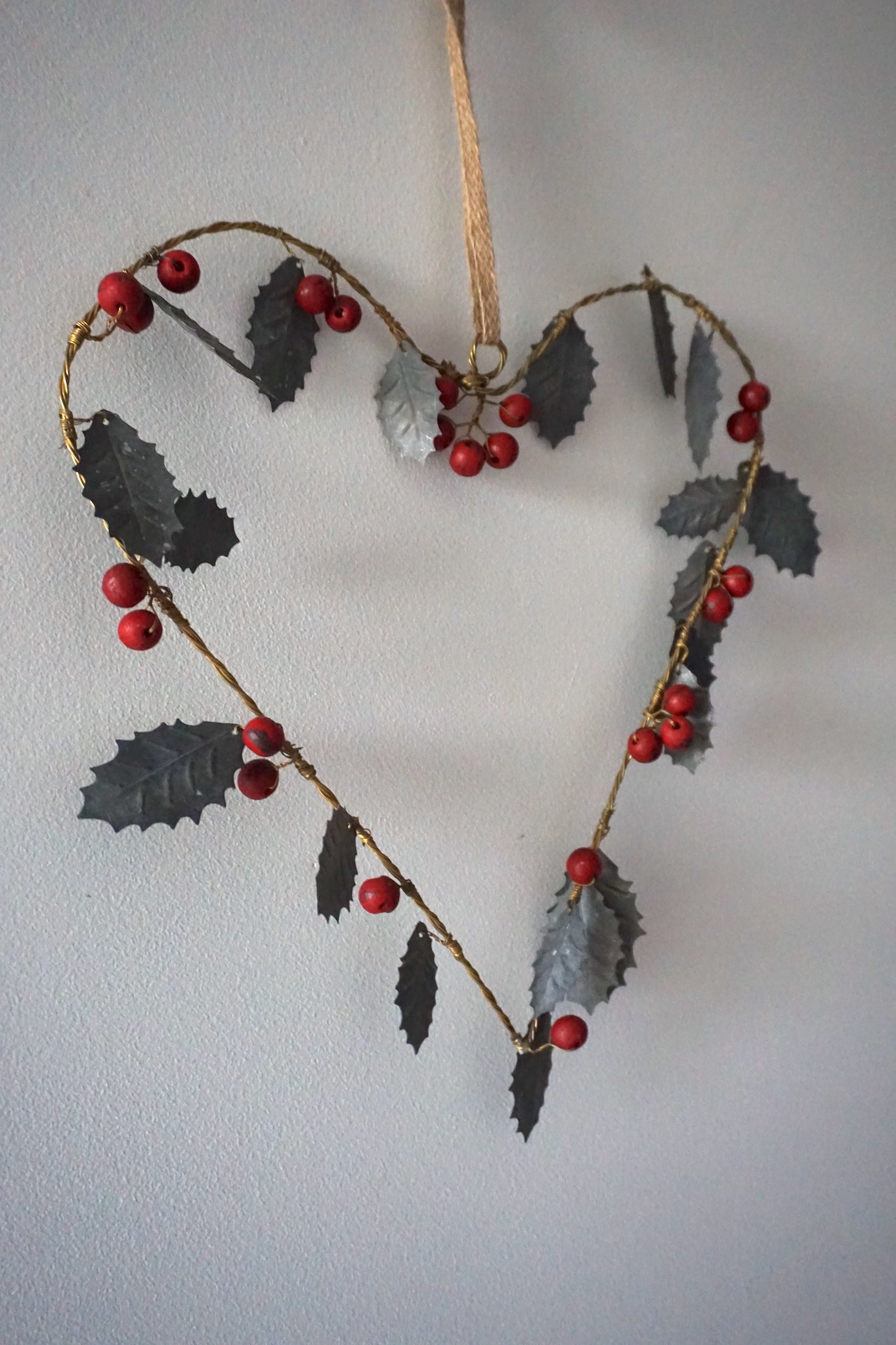 Walther & Co. Large Holly Heart Wreath Ornament