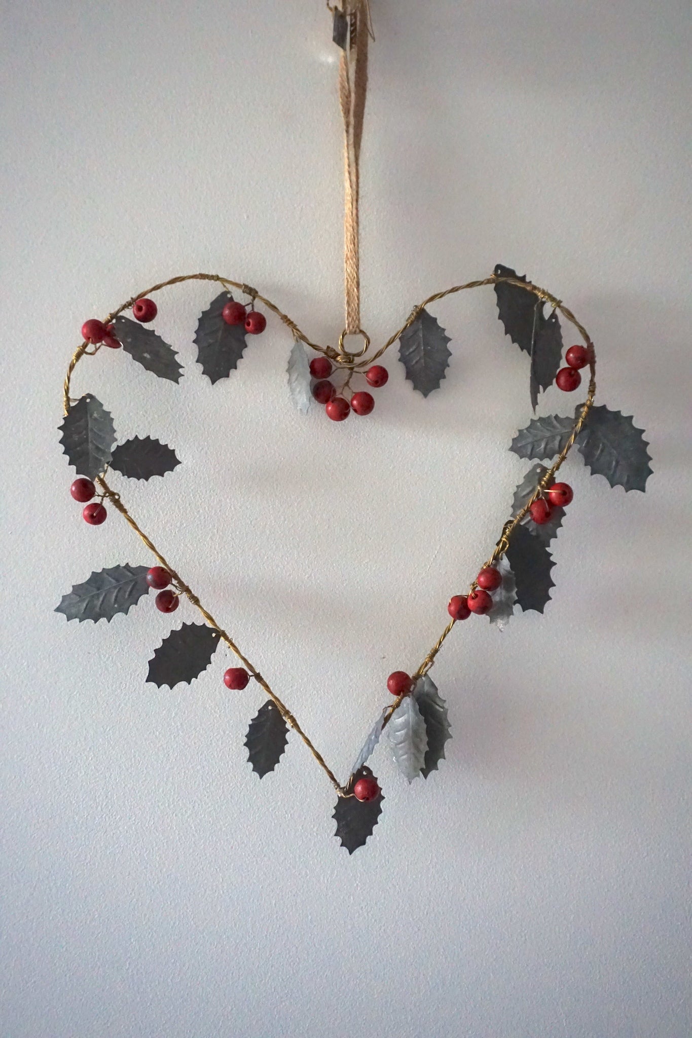 Walther & Co. Large Holly Heart Wreath Ornament