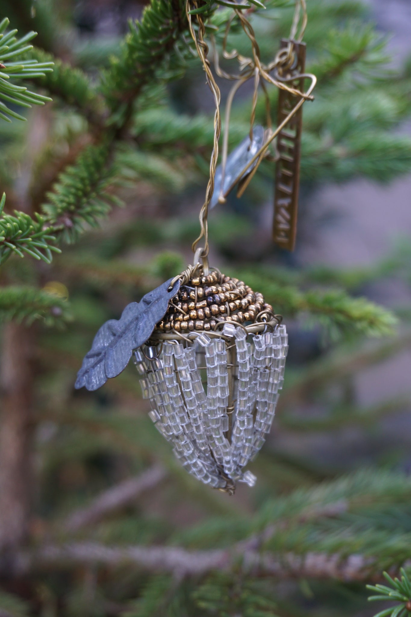 Walther & Co. Oak Beaded Acorn Ornament