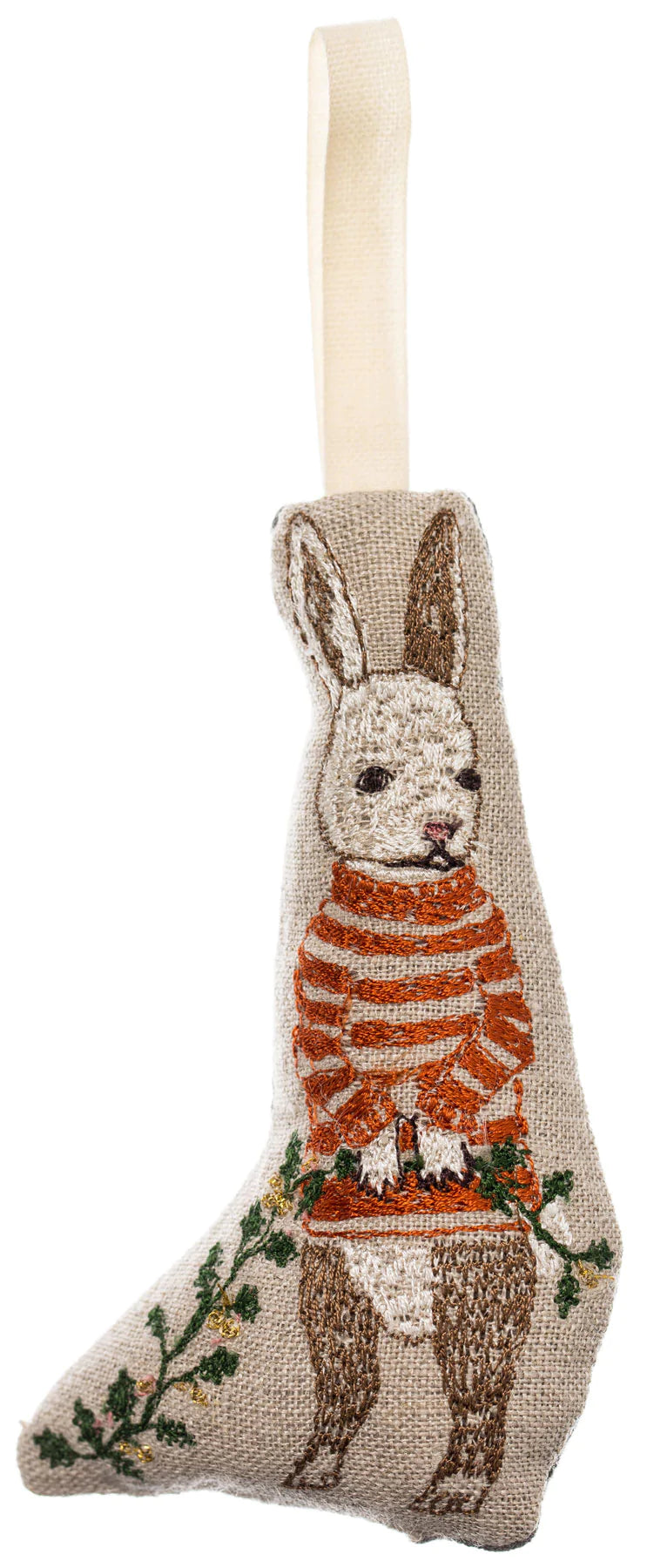 Coral & Tusk Bunny with Holly Ornament