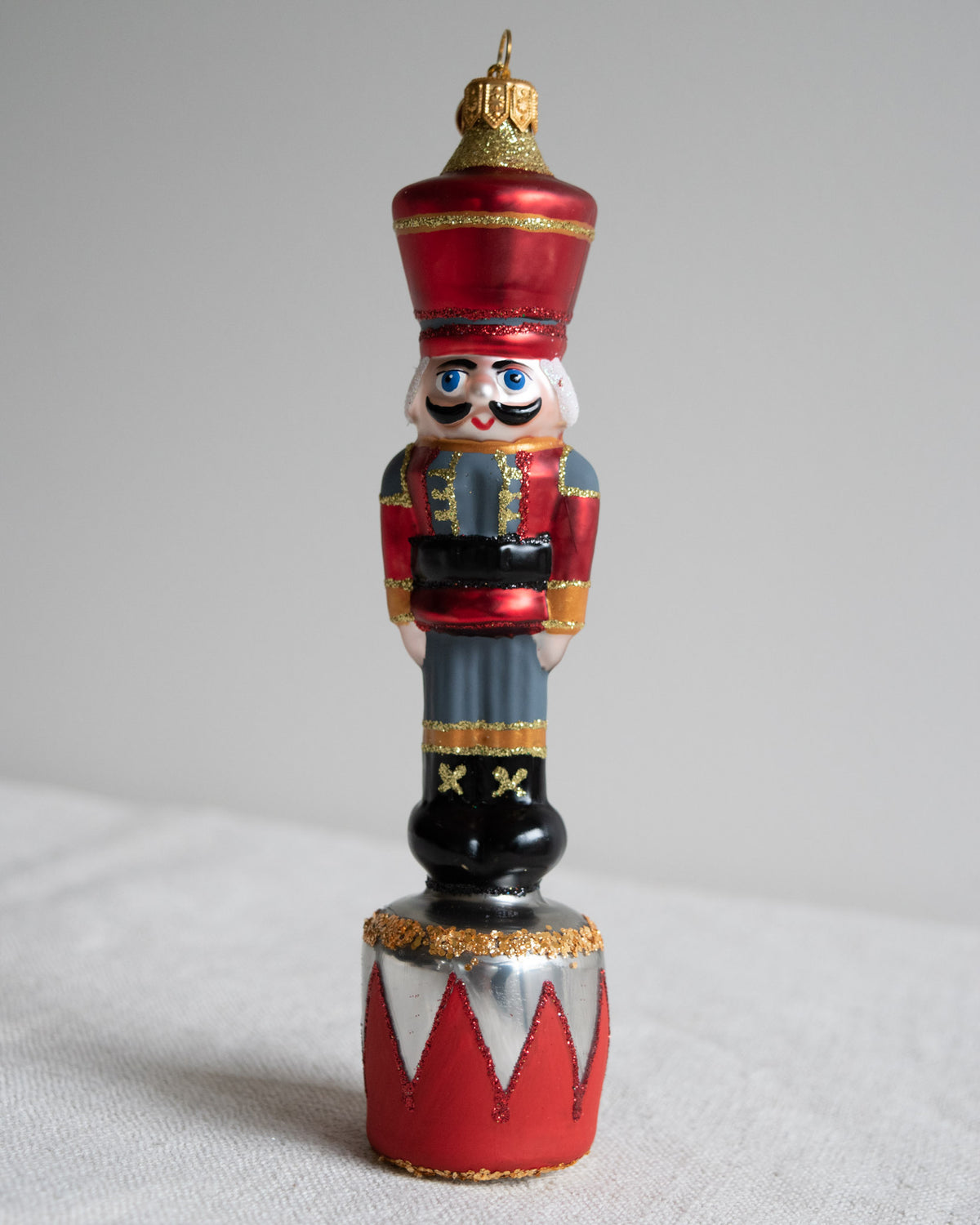 Polish Glass Christmas Ornament - Large Red Nutcracker