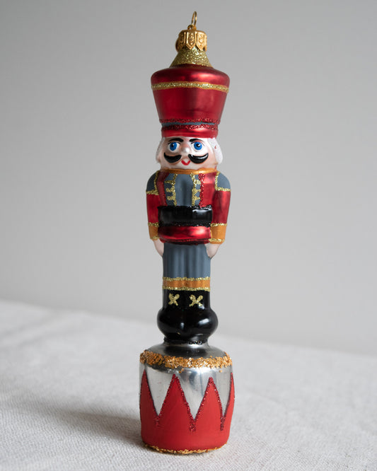 Polish Glass Christmas Ornament - Large Red Nutcracker