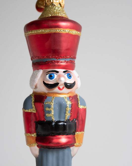Polish Glass Christmas Ornament - Large Red Nutcracker