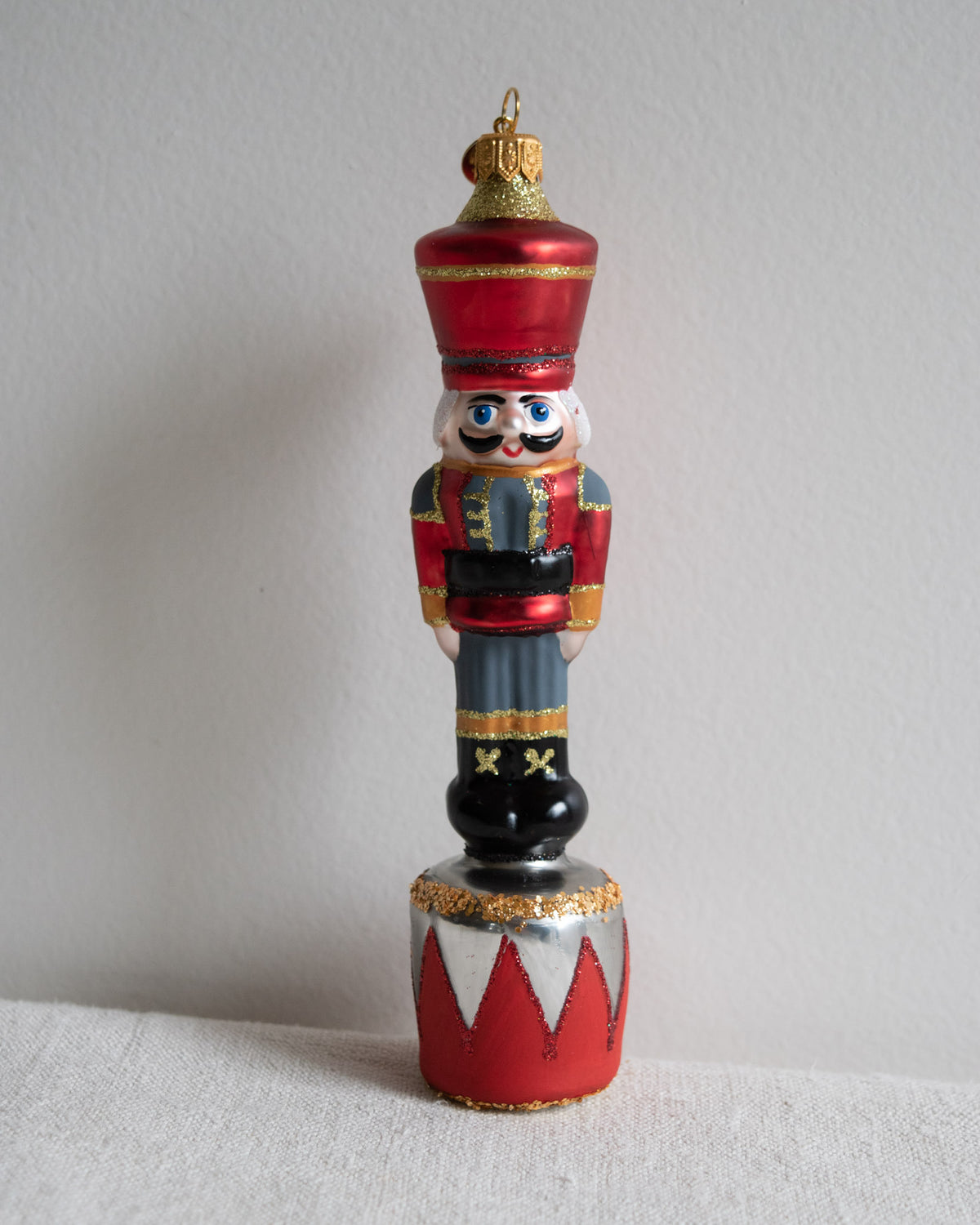 Polish Glass Christmas Ornament - Large Red Nutcracker
